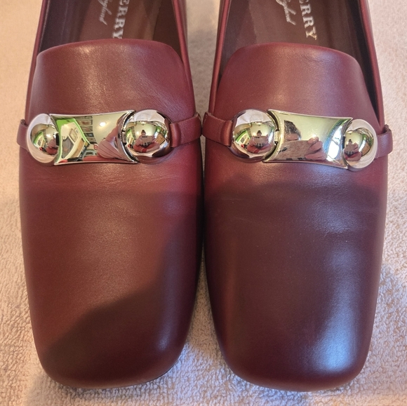 NWOT Burberry Brown/Maroon and Silver Heels - Picture 8 of 10